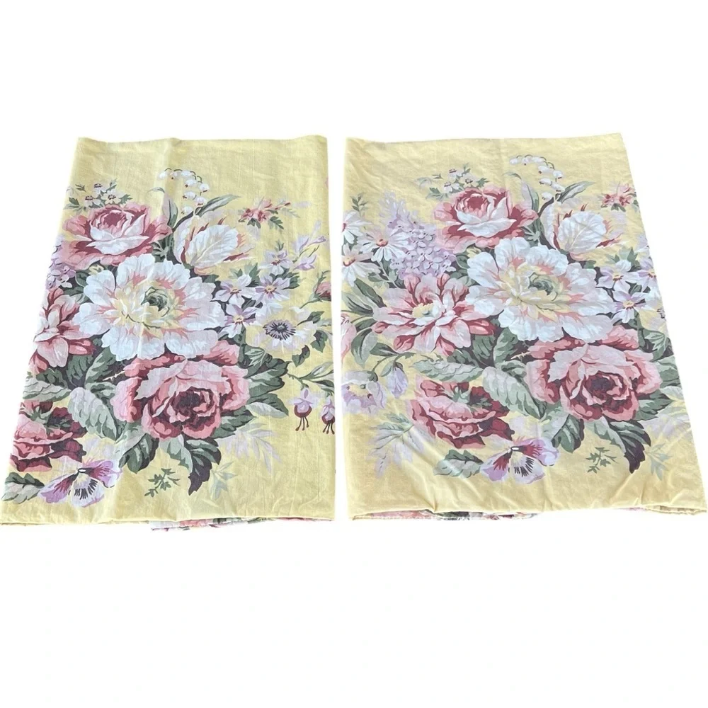 Vintage Ralph Lauren Sophie Brooke Standard Pillowcase Pair Cottagecore FLAWS